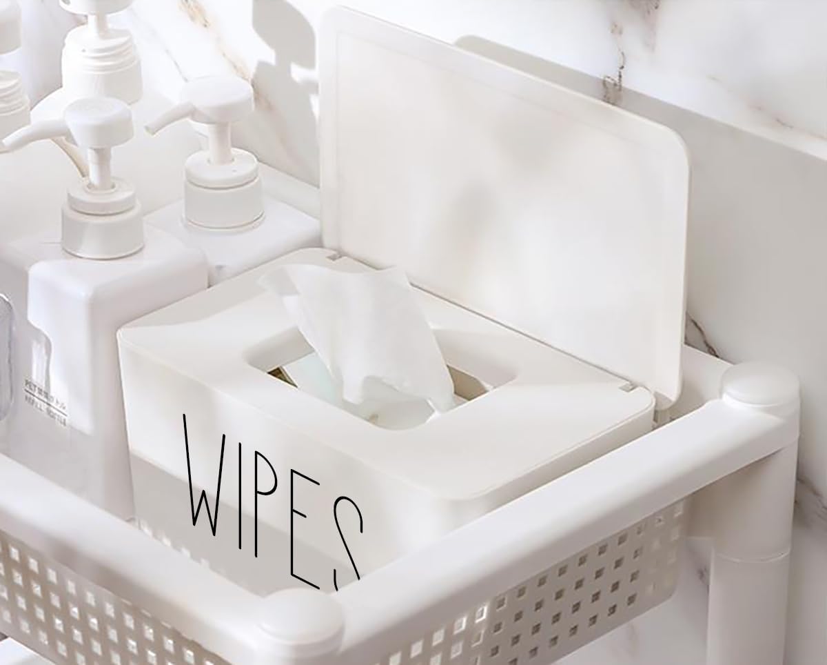 White Wipes Dispenser for Bathroom 8.26" x 4.92" x 3.93", Flushable Butt Wipes Holder Easy to Access
