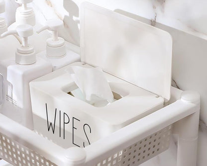 White Wipes Dispenser for Bathroom 8.26" x 4.92" x 3.93", Flushable Butt Wipes Holder Easy to Access