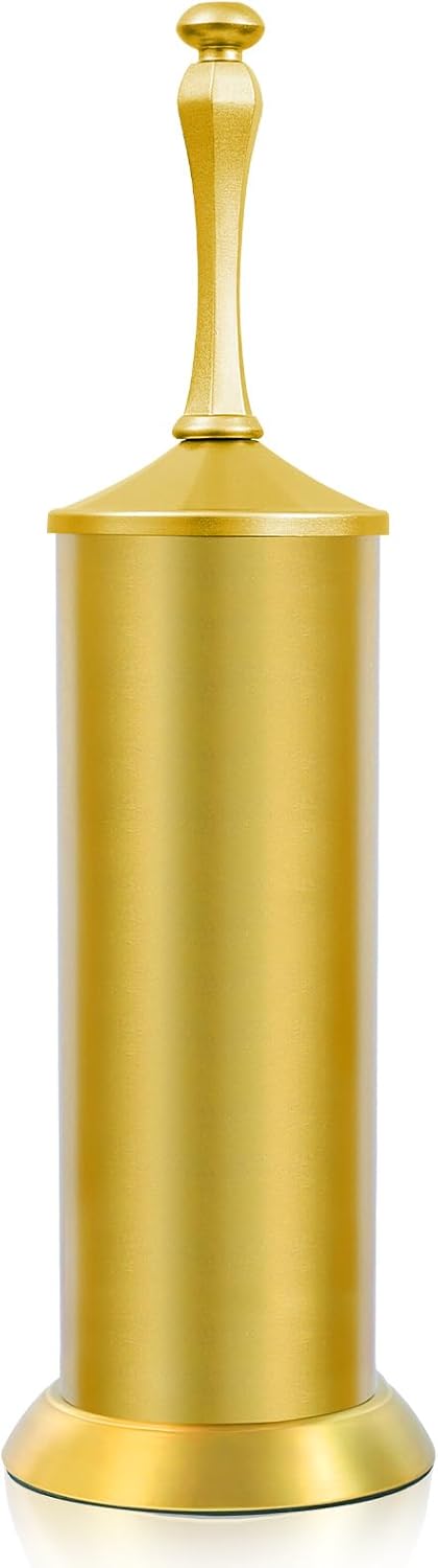 Bronze Toilet Brush and Holder，Extra Long Handled Toilet Brush for Bathroom，Stainless Steel Heavy Duty Toilet Bowl Brush,Deep Cleaning Modern Toilet Cleaner Brush -Space Saving, Covered Brush, Durable