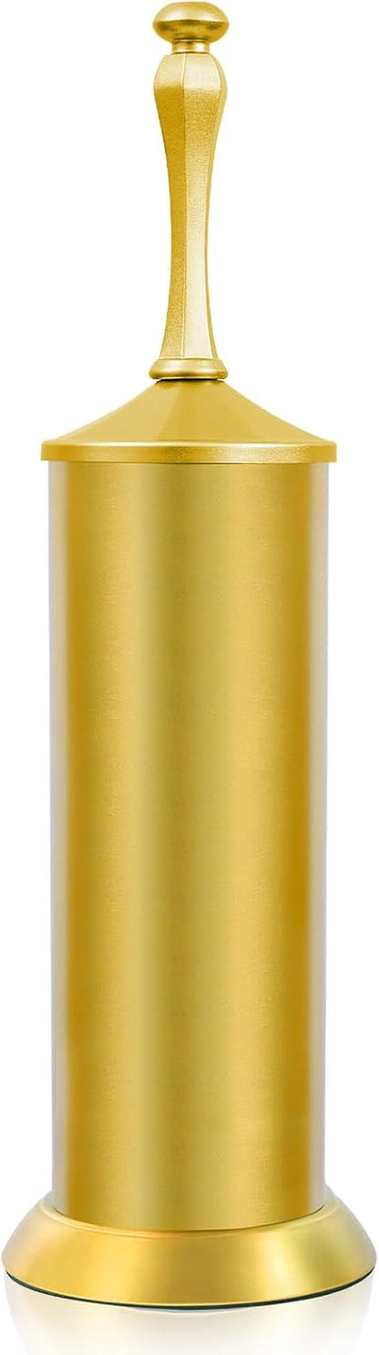 Bronze Toilet Brush and Holder，Extra Long Handled Toilet Brush for Bathroom，Stainless Steel Heavy Duty Toilet Bowl Brush,Deep Cleaning Modern Toilet Cleaner Brush -Space Saving, Covered Brush, Durable
