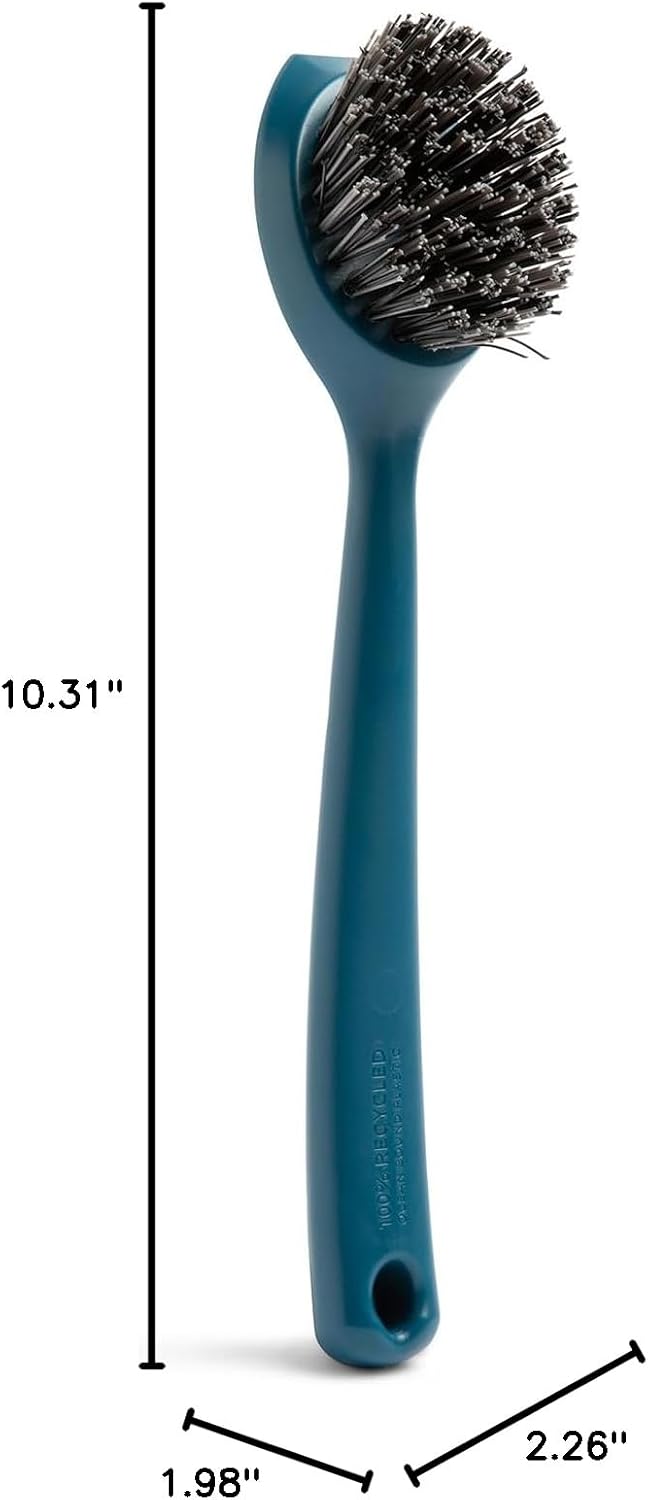 Full Circle Clean Ocean Small Grout Brush, Tough Bristles, Cleans Crevices, Sustainably Made 100% From Recycled Ghost Fishing Nets, Safe for Nonstick
