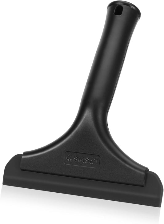 SetSail Shower Squeegee for Glass Doors Small Squeegee for Shower Glass Door Mini Silicone Squeegee for Car Window Cleaning 2 Packs, All Black