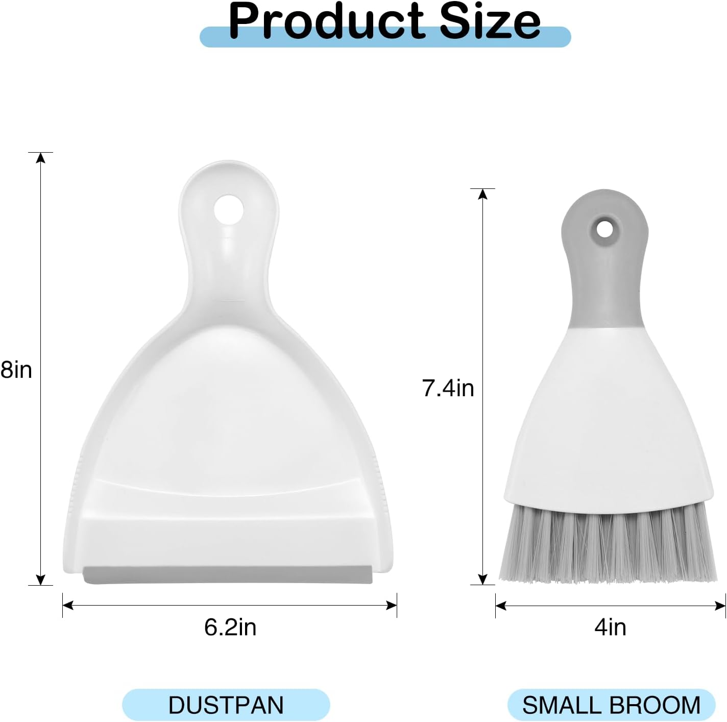 NACENA Mini Dustpan and Brush Set 2 Pack, Small Broom and Dustpan Set Dust Pan and Mini Hand Broom Dustpan and Broom Combo Compact for Home Table Keyboards Sofa Kitchen, Blue