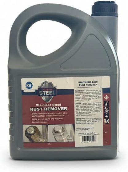 CLEAN MY STEEL Innoshine B570 Stainless Steel Rust Remover and Cleaner, NSF Certified, Approved for Food Contact Areas, 4 oz