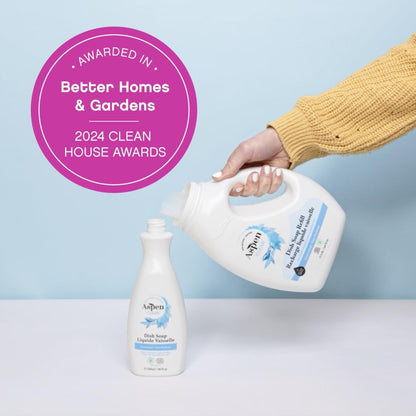 AspenClean | Dish Soap & Refill | Eucalyptus and Rosemary | Liquid Dishwashing Detergent Soap | Non - Toxic | 100% Natural | EWG Verified | 64 fl oz - Refills Over 3.5 Standard Soap Bottles