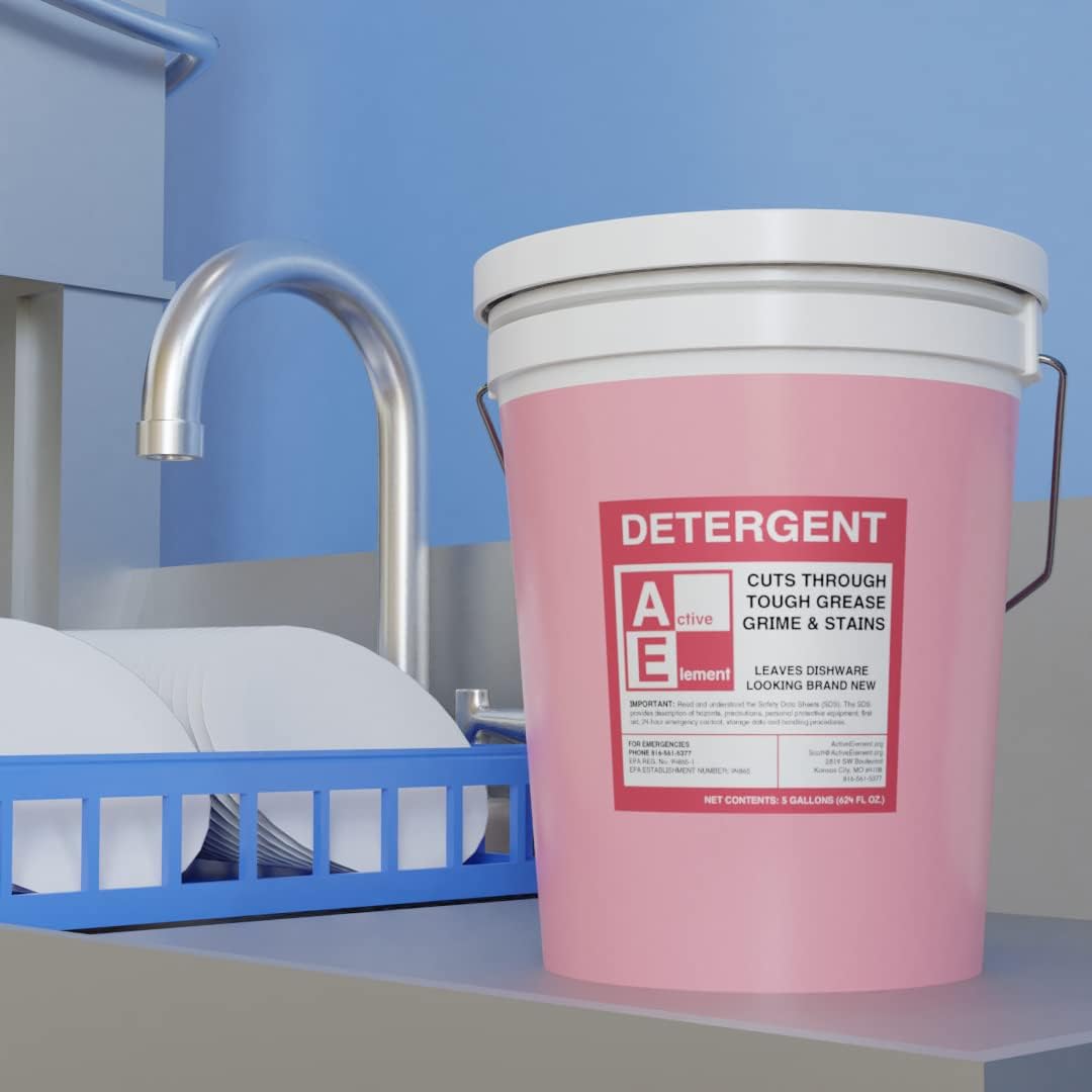 Commercial Dishwasher Detergent - Makes One 5 Gallon Pail - Industrial Dish Detergent - For High and Low Temp Dishwasher Machine
