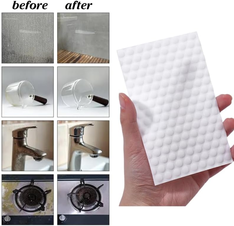 WADORN 50Pcs Magic Sponge Eraser Sheets, Convex Point Melamine Sheets Reusable Thin Nano Cleaner Pads Eraser Wipes All-Purpose Melamine Sponge Eraser for Kitchen Shoe Furniture Bathroom Shower Sink