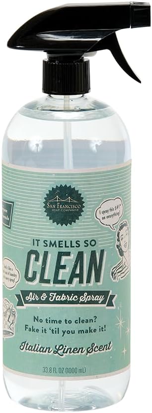 San Francisco Soap Company Smells So Clean Linen Spray | Egyptian Cotton | 33.8 Fl Oz | Fresh Spray | Multi-Purpose And Dye Free