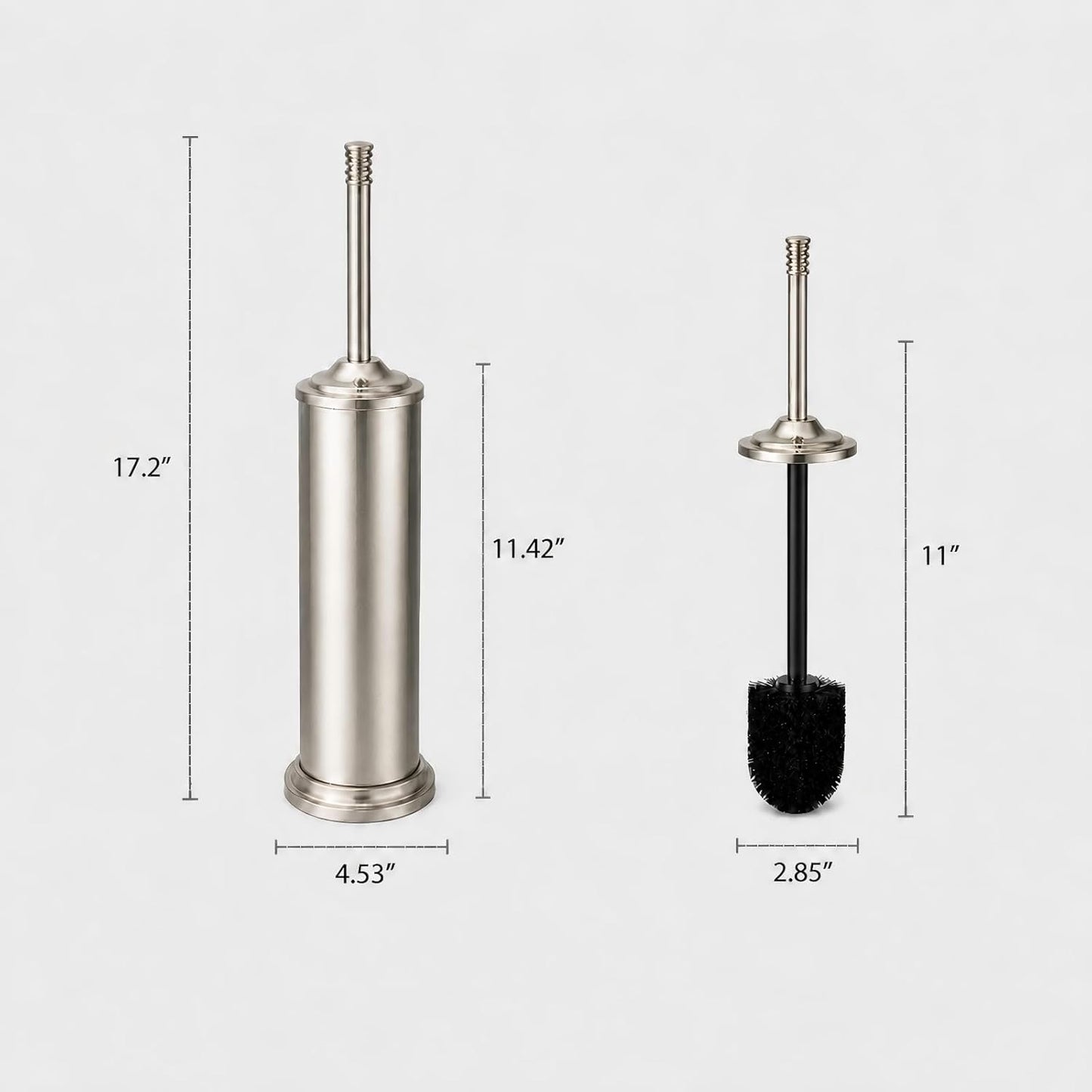 Black Toilet Brush and Holder Set，Extra Long Handled Toilet Bowl Brush and Holder，Stainless Steel Heavy Duty Toilet Brush for Bathroom,Deep Cleaning Modern Toilet Cleaner Slip Base