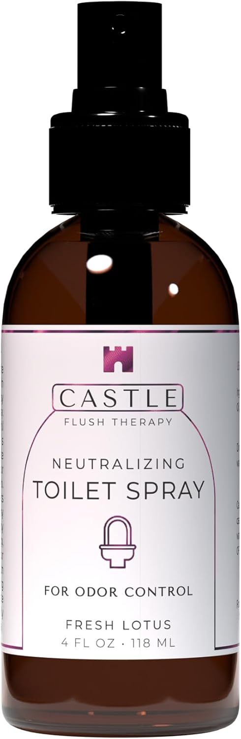 Castle Flush Therapy Neutralizing Toilet Spray | Odor Control: Mist Over the Water Surface, Go, Then Flush | Bathroom Freshening | Neutralizes Odors at the Source | Fresh Lotus | 0.45 oz (2 Pack)