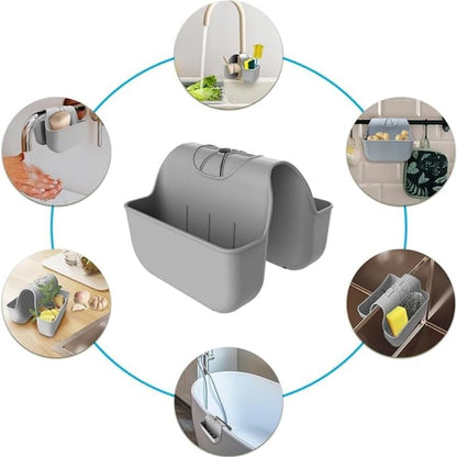 1Pc Sponge Holder for Kitchen Sink, Silicone Saddle Caddy Organizer Rack, Sponges Holder Over Faucet, Hanging Kitchen Sink Organizer Accessories Rack Basket-（Black）