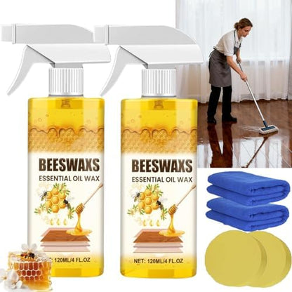 Beeswax Wood Polish Spray, Beeswax Essential Oil Wax, Bees Wax Furniture Polish and Cleaner, Furniture Beeswaxs Cleaner Spray for Wood Furniture,Floor,Tables,Cabinets (2PCS)