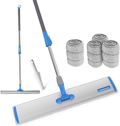 2-in-1 Microfiber Mop for Wet & Dry Use, 15-Inch with 4 Washable Pads, Adjustable Handle for Effortless Deep Cleaning and Floor Protection