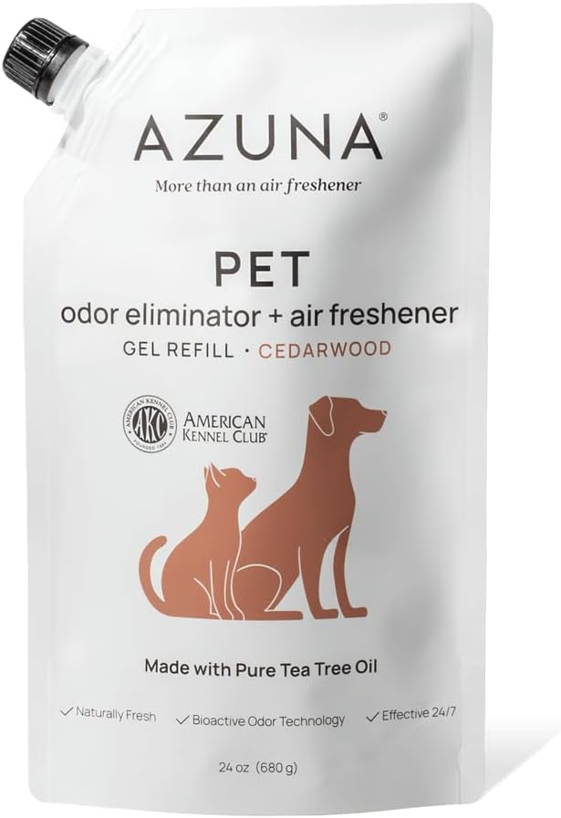 Azuna Pet Odor Eliminator for Strong Odor Gel | Plant Powered Australian Tea Tree Oil | Dog and Cat Room Deodorizer | Child and Pet Safe Air Fresheners for home | Cedarwood Scent | 8oz Pod