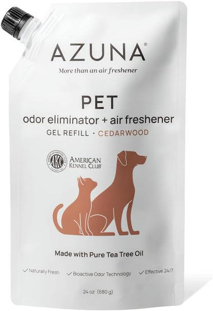 Azuna Pet Odor Eliminator for Strong Odor Gel | Plant Powered Australian Tea Tree Oil | Dog and Cat Room Deodorizer | Child and Pet Safe Air Fresheners for home | Cedarwood Scent | 8oz Pod