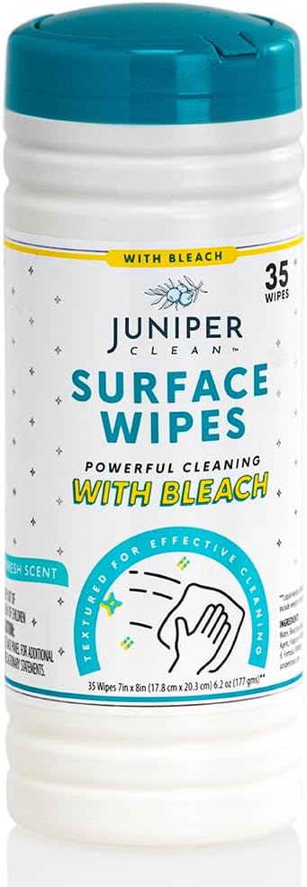 Juniper CLEAN 3 Pack Surface Cleaning Wipes with Bleach, All-Purpose Cleaner for Bathroom, Kitchen, Office, 216 Count Soft Flow, Fresh Scent, Lint Free & Durable