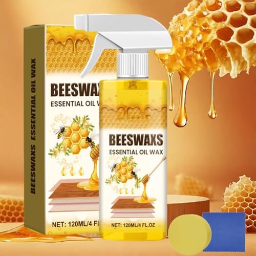 Beeswax Wood Polish Spray, Beeswax Essential Oil Wax, Bees Wax Furniture Polishs And Cleaner, For Wooden Furniture And Floor, 120ml/4 Fl Oz (2PC)