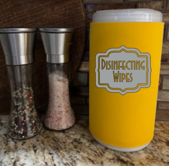 Disinfecting Wipes Cover with Silver Label Modern (Large, Black)