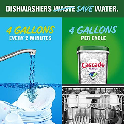 Cascade Platinum Power Boost Dishwasher Pods, Dishwasher Detergent, Dishwasher Soap, Dish Tabs, Dishwashing Tablets, Dish Detergent, Lemon, Actionpacs, 37 Count
