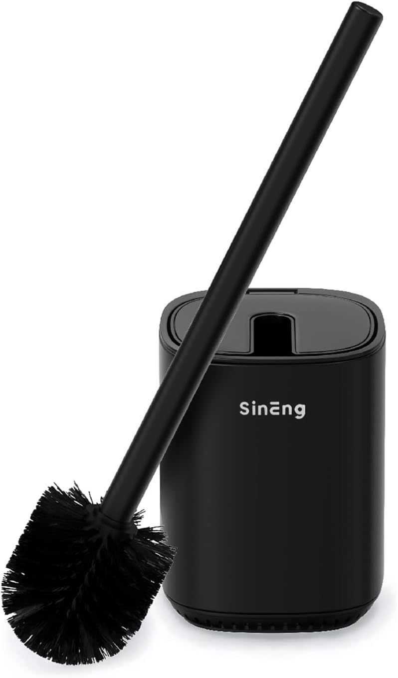 Toilet Brush Holder Set Toilet Bowl Brush Stainless Steel Automatic Open lid Toilet Bowl Cleaner Brush with Durable Bristle Head Toilet Cleaning Brush for Bathroom