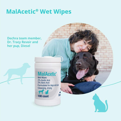 Malacetic Wet Wipes Dry Bath 5" x 7" Wipes 100ct