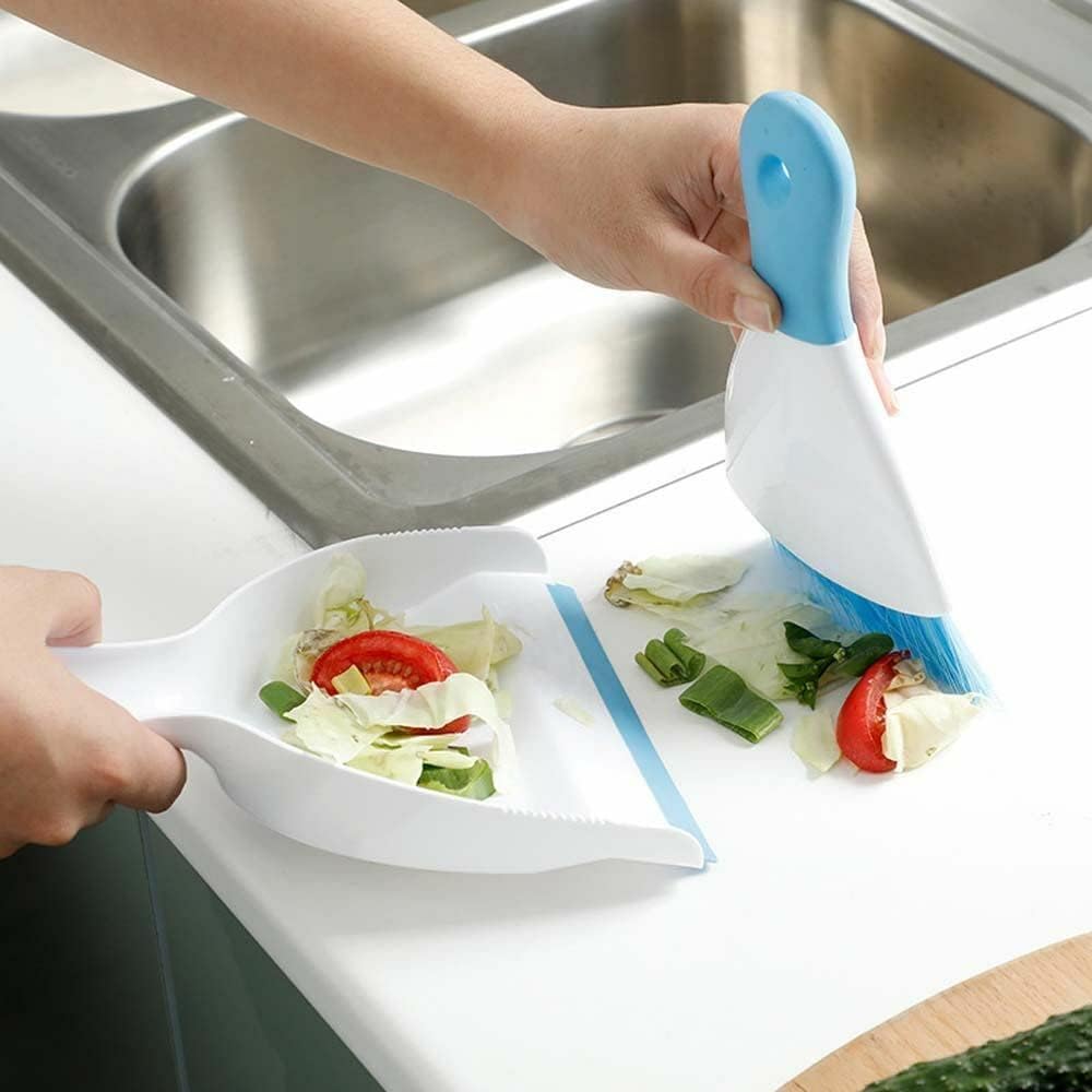 Small Hand Dust Pan and Brush - Small Broom and Dustpan Set, Mini Broom and Dustpan, Compact Dustpans and Brush for Home Cleaning, Sofa, Desk, Guinea Pig Cage, Cat Litter, etc. (Light Green)
