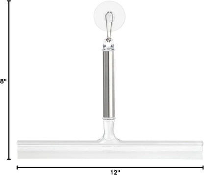 iDesign Forma Brushed Stainless Steel Squeegee with Suction Storage Hook - 12" x 8"