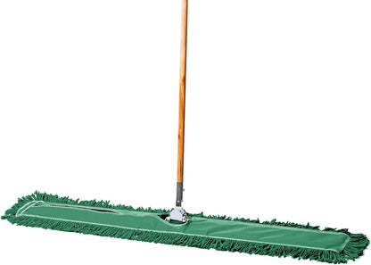 36 Inch Green Commercial Dust Mop & Floor Sweeper – Wood Handle Floor Mop for Tile, Hardwood & Concrete