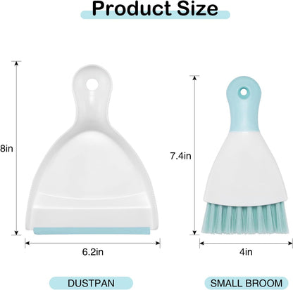 NACENA Mini Dustpan and Brush Set 2 Pack, Small Broom and Dustpan Set Dust Pan and Mini Hand Broom Dustpan and Broom Combo Compact for Home Table Keyboards Sofa Kitchen, Blue