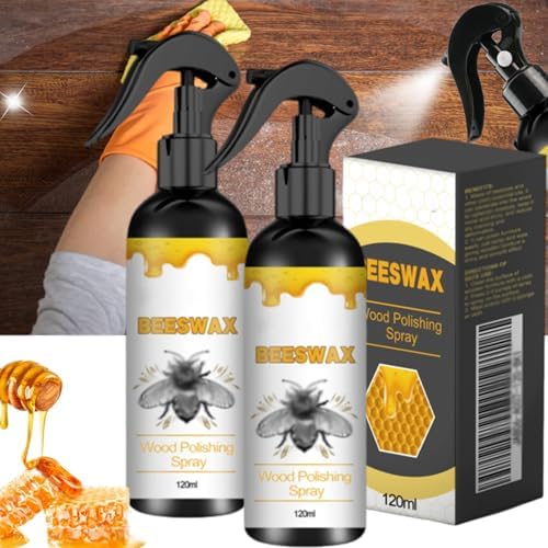 Natural Beeswax Care Spray & Restorer, Beeswax Spray For Wood, Bees wax Sprays Cleaner, Wood Floor Polish, For Leather & Furniture Polish (2PC)