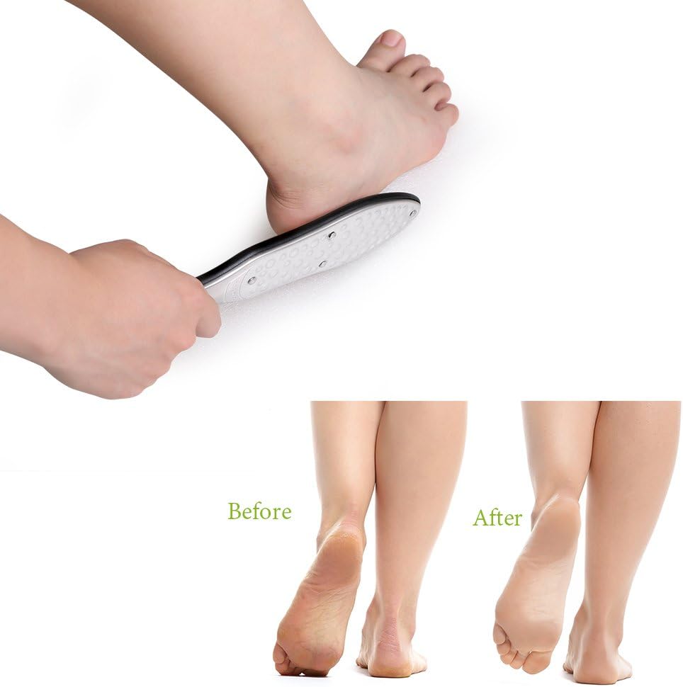 BEZOX Foot File Callus Remover, Double Sided Foot Scrubber for Dead Skin, Stainless Steel Pedicure File for Cracked Heel W/Cloth Storage Bag & Gift Box