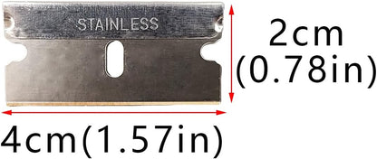 100Pcs Single Edge Razor Blades 1.5 inch for Standard Scraper Tool,Razor Blade Scraper Refill Stainless Steel Razor Blades for Removing Paint,Decal and Stickers