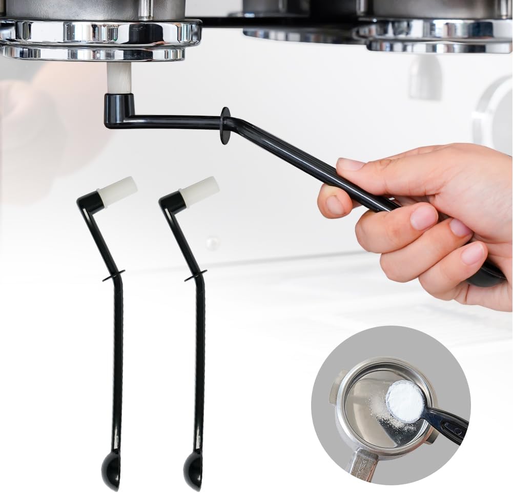 watchget Coffee Machine Cleaning Set,1Piece Coffee Machine Brush with Spoon and 1 Piece 58mm Stainless Steel Backflush Insert, Metal Blind Filter for Espresso Machine