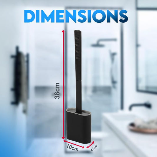 Modern Minimalist Silicone Black Toilet Brush with Holder - Pack of 2 Toilet Bowl Brush Set - Self-Cleaning & Splash-Free, Easy-Rinse Design with Wall Mounted Holder Bathroom Accessory.