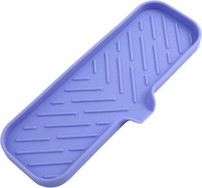 MicoYang Silicone Bathroom Soap Dishes with Drain Spout-Bathroom and Kitchen Sink Organizer,Sponge Holder,Dish Soap Tray,Perfect for Dispenser,Scrubber,Bottle,Cup on Sink or Counter-Black 4.9"×3.2"