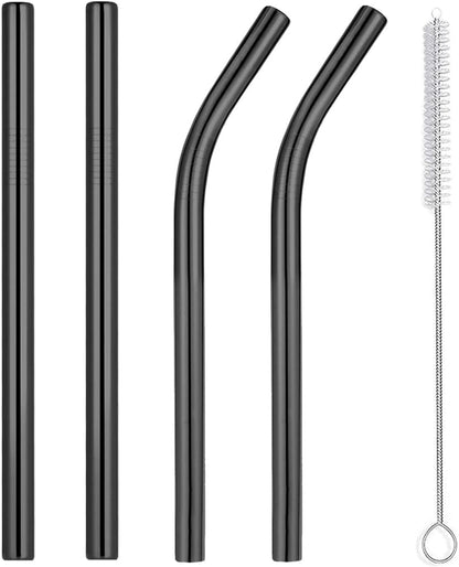 Vinaco Stainless Steel Smoothie Straws, 0.4'' Extra Wide Reusable Metal Drinking Straws for Milkshake, Smoothie, Beverage, Set of 4 with 1 Cleaning Brush