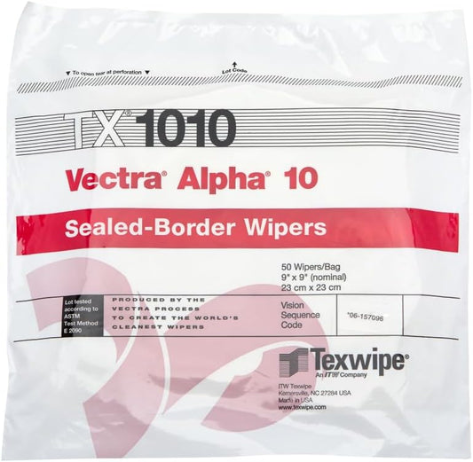 Texwipe TX1010 Vectra Alpha10 9" x 9" Polyester Cleanroom Wiper (Pack of 100)