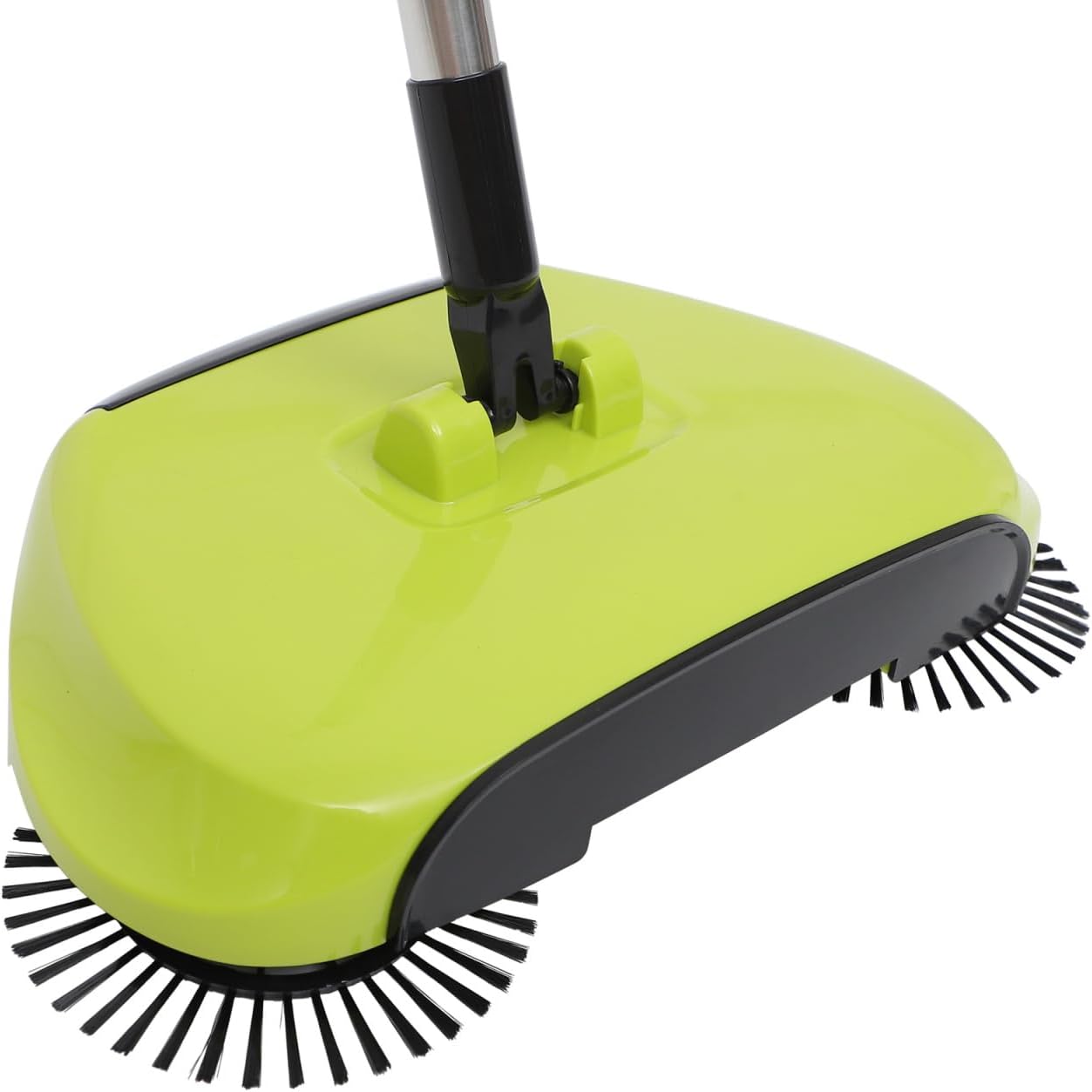 Manual Push Floor Sweeper Broom, Hand Push Sweeper with Enclosed Dustpan Bin, 3‑in‑1 360° Rotating Floor Cleaning Brush Mop Machine Adjustable Handle Vacuum‑Free for Tile Hardwood Carpet Green