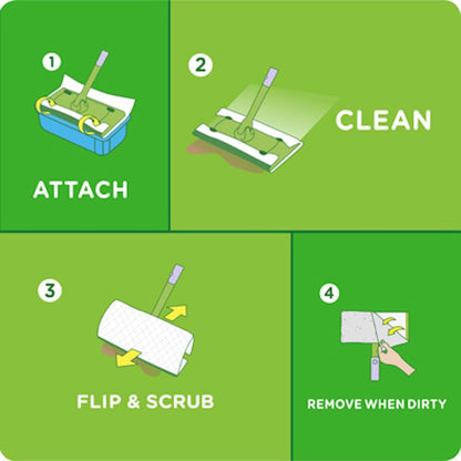 Swiffer Sweep + Mop, Wet Pads Refill, Floor Cleaner for Dirt, Dust, Hair, Cleaning Cloths for Mopping Home, Bathroom, Kitchen, All Purpose Multi-Surface Floor Wipes, Gain, 24ct