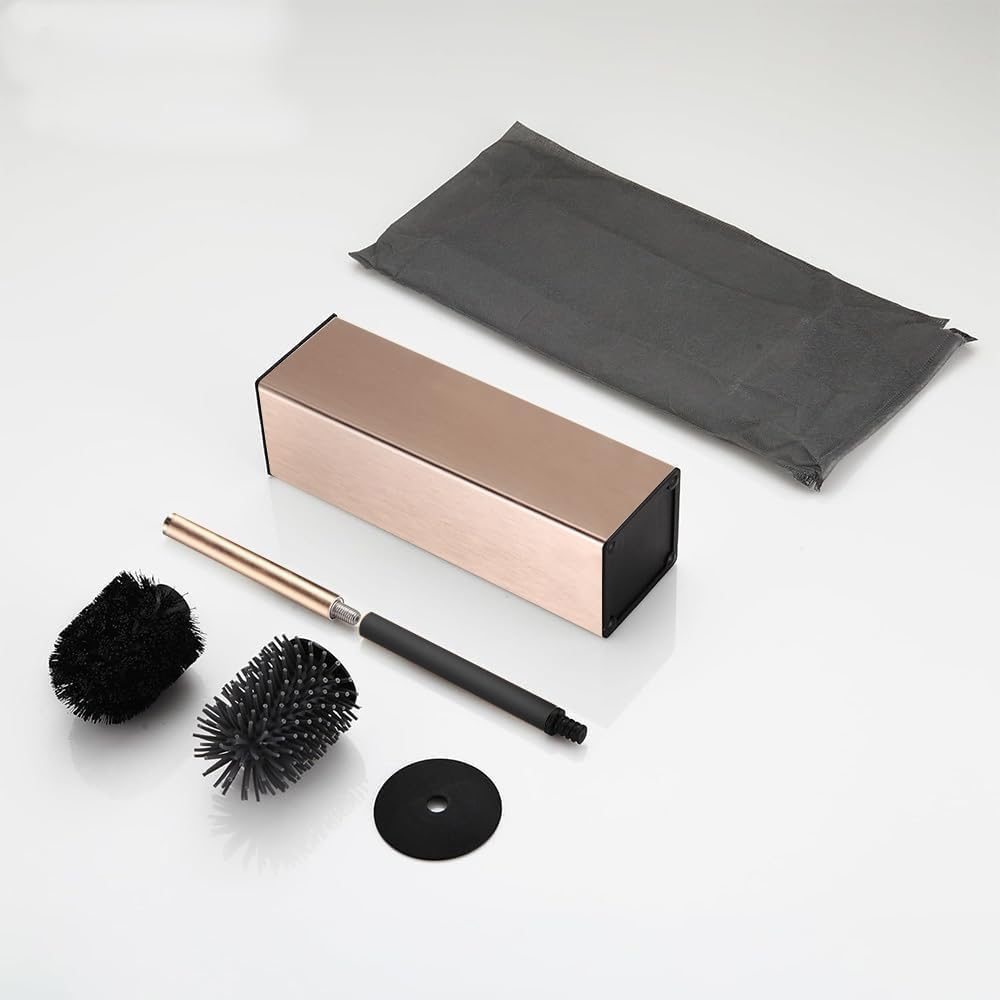 BGL Toilet Brush and Holder Set, Matte Black Freestanding for Bathroom Storage and Organization, Square Design Sturdy and Space Saving