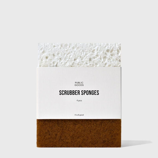 Public Goods Scrubber Sponge | Cleaning & Scrubbing Sponges for Dishes & Kitchen Sink | Natural, Plant-Based Sponges | Pack of 4