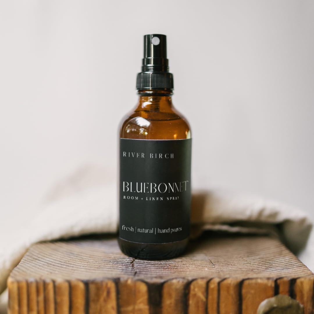 River Birch Luxury Linen and Room Spray - Home Signature Scent Balsam and Cedar Room Fragrance Spray - Fragrant Fresh Linen Air Freshener For Bedding - Handmade in Texas - 4 oz Glass Amber Bottle
