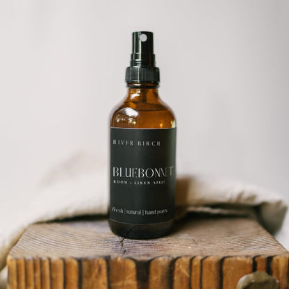 River Birch Luxury Linen and Room Spray - Home Signature Scent Balsam and Cedar Room Fragrance Spray - Fragrant Fresh Linen Air Freshener For Bedding - Handmade in Texas - 4 oz Glass Amber Bottle