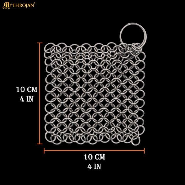 Chainmail Scrubber Cleaner 7.8" x 7.8" Premium 316L Stainless Steel Scrubber for Cast iron Pots,Pan, BBQ Grill, Wok and All Kitchenware Items - Stainless Steel
