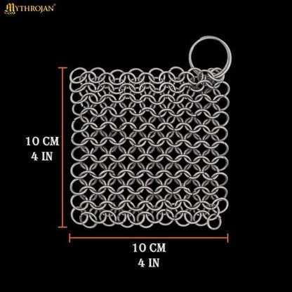 Chainmail Scrubber Cleaner 7.8" x 7.8" Premium 316L Stainless Steel Scrubber for Cast iron Pots,Pan, BBQ Grill, Wok and All Kitchenware Items - Stainless Steel