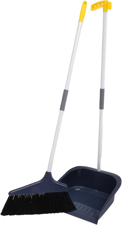 Lurrose Broom and Dustpan Set Heavy Duty Floor Cleaning Kit with Soft Bristles and Ergonomic Long Handle for Home Kitchen Tile and Hardwood Surfaces