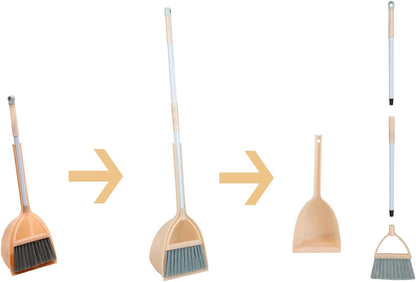 Mini Broom with Dustpan for Kids,Little Housekeeping Helper Set (Light Blue)