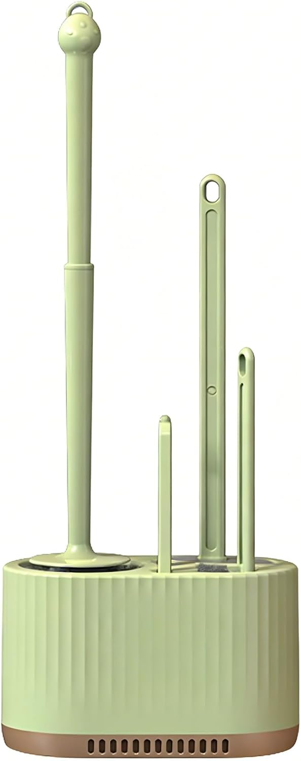 Basaza Toilet Brush and Holder Set Toilet Bowl Cleaning Brush and Holder for Bathroom Toilet Bowl Cleaner Brushes & Holders 4 in 1 Beige Bathroom Accessories Wall Mounted or Floor Standing