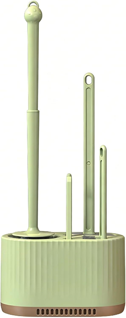 Basaza Toilet Brush and Holder Set Toilet Bowl Cleaning Brush and Holder for Bathroom Toilet Bowl Cleaner Brushes & Holders 4 in 1 Beige Bathroom Accessories Wall Mounted or Floor Standing