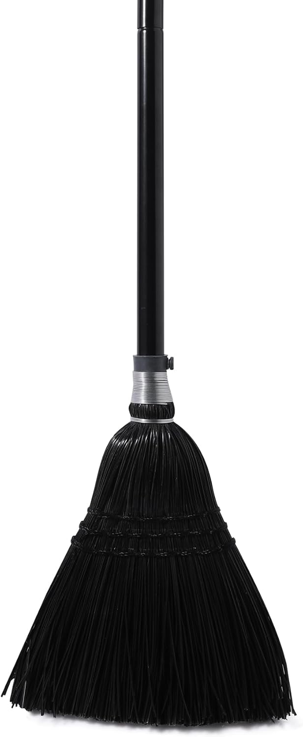 Yocada Broom Commercial Indoor Outdoor Broom 55.5 inch Tall for Courtyard Garage Lobby Mall Market Floor Home Office Leaves Stone Dust Rubbishb Black